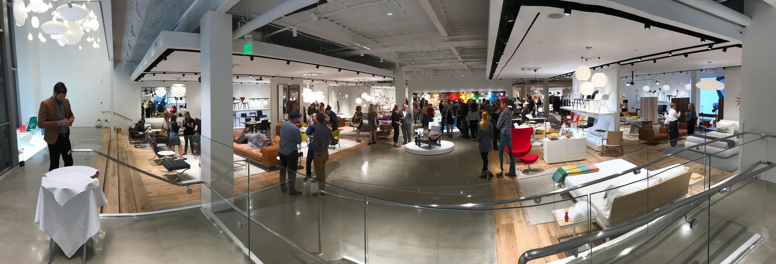 Modern multi-level showroom with polished concrete floors